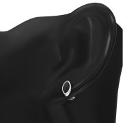 Black Onyx Lens Shaped Silver Earrings, e351st
